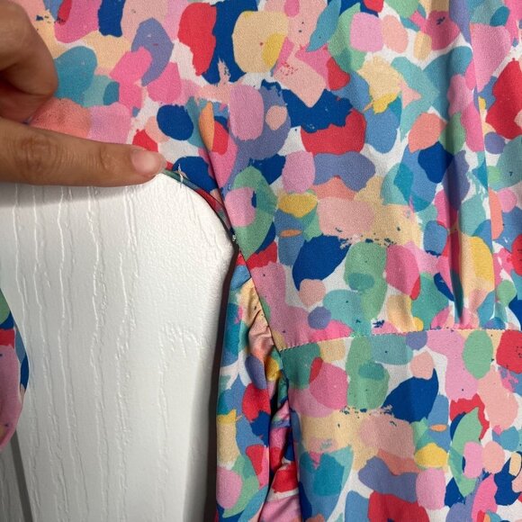 Paloma Blue Bronte Rainbow Printed Crepe Midi Dress Women's Size Small S - Picture 5 of 12